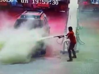 Fast-acting employee douses vehicle fire at Oman petrol station